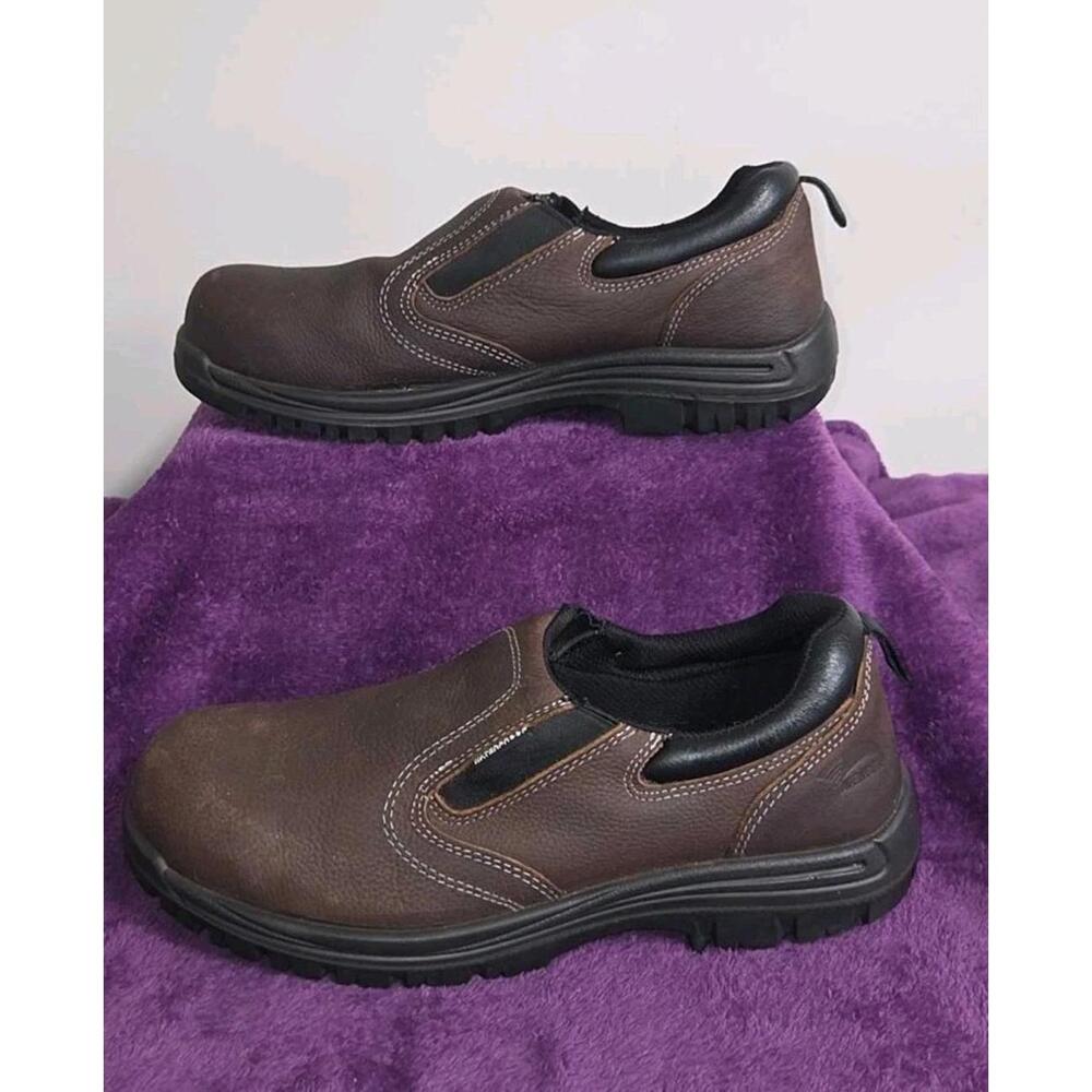 Avenger Work Shoes Men's 10.5 Foreman Slip-On Composite Waterproof Brown Safety